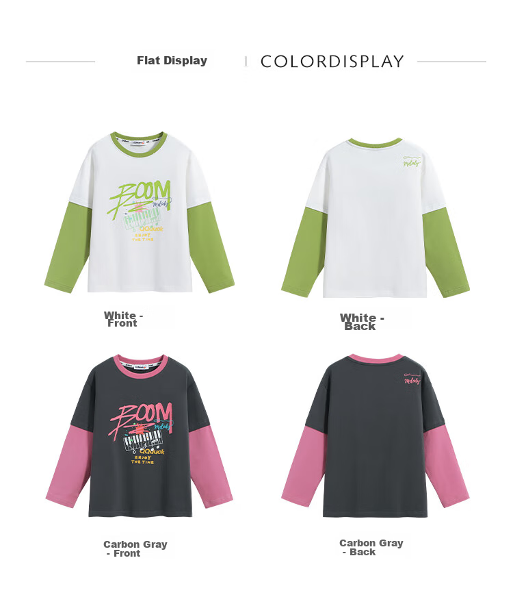 QQ DUCK Children's Clothing Girls' Long-Sleeve T-Shirt Undershirt Youth Wear Music Party White; 130 6