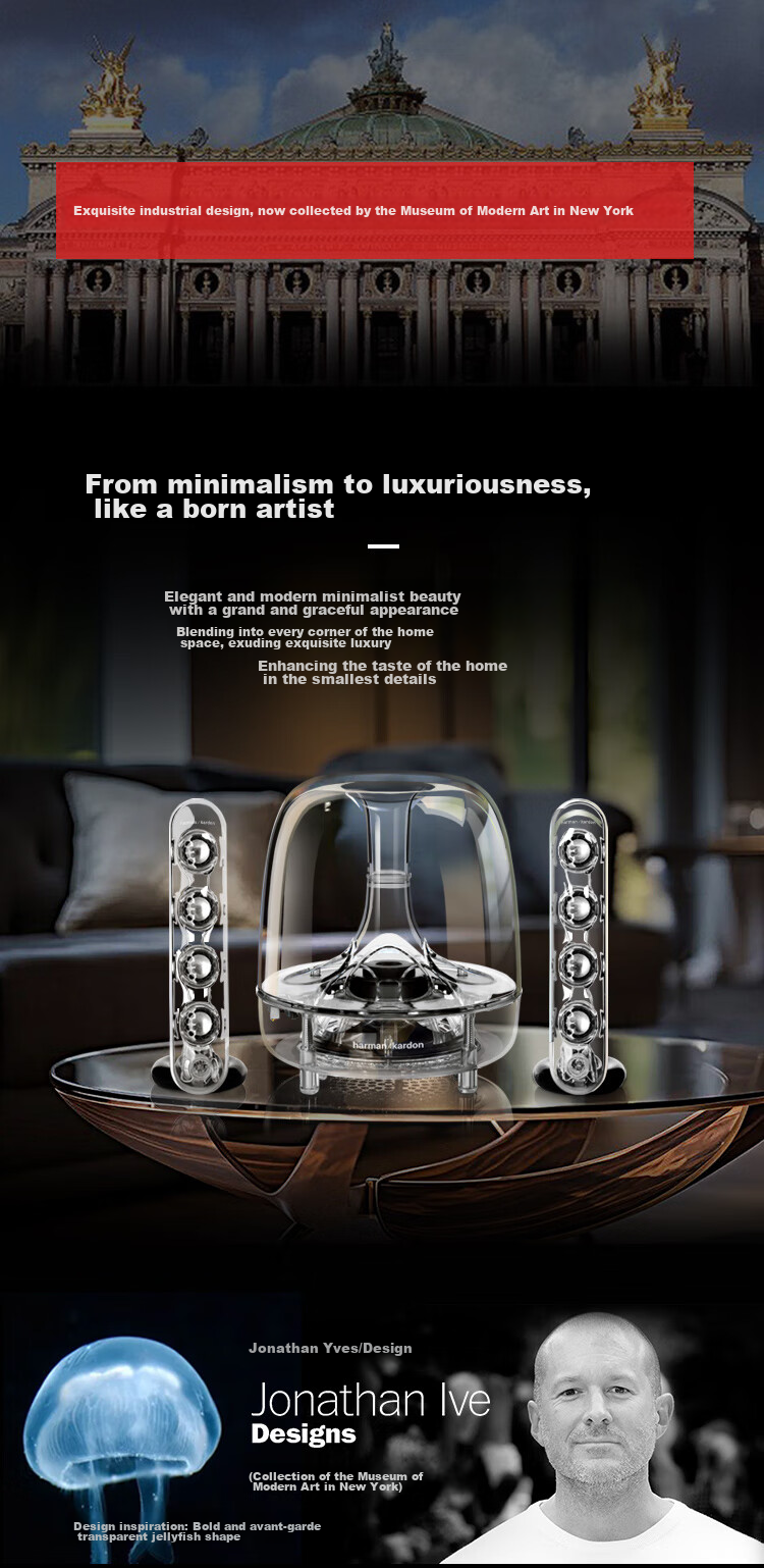 Harman/Kardon SoundSticks3 Crystal Third Generation, TV Multimedia Desktop Computer Wired Speakers, Subwoofer Audio, Surround Stereo Sound, Bluetooth Receiver Included 2