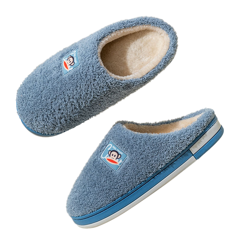 Paul Frank Cotton Slippers for Men, Couples Fashion Simple Thick-Soled Home Warm Winter Slippers PF6661 Blue 280