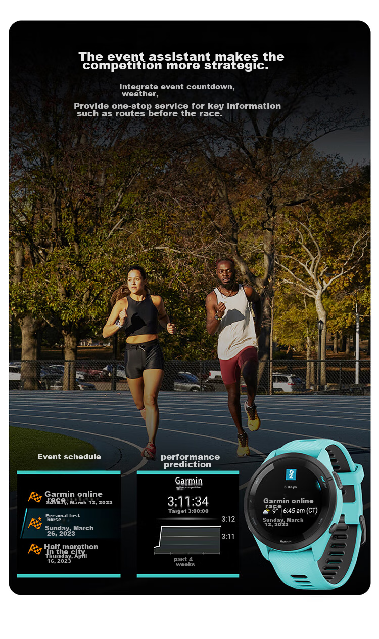 GARMIN FR265 Heart Rate Running Outdoor Sports Smartwatch Birthday Gift Forerunner265 Moonlight White 11