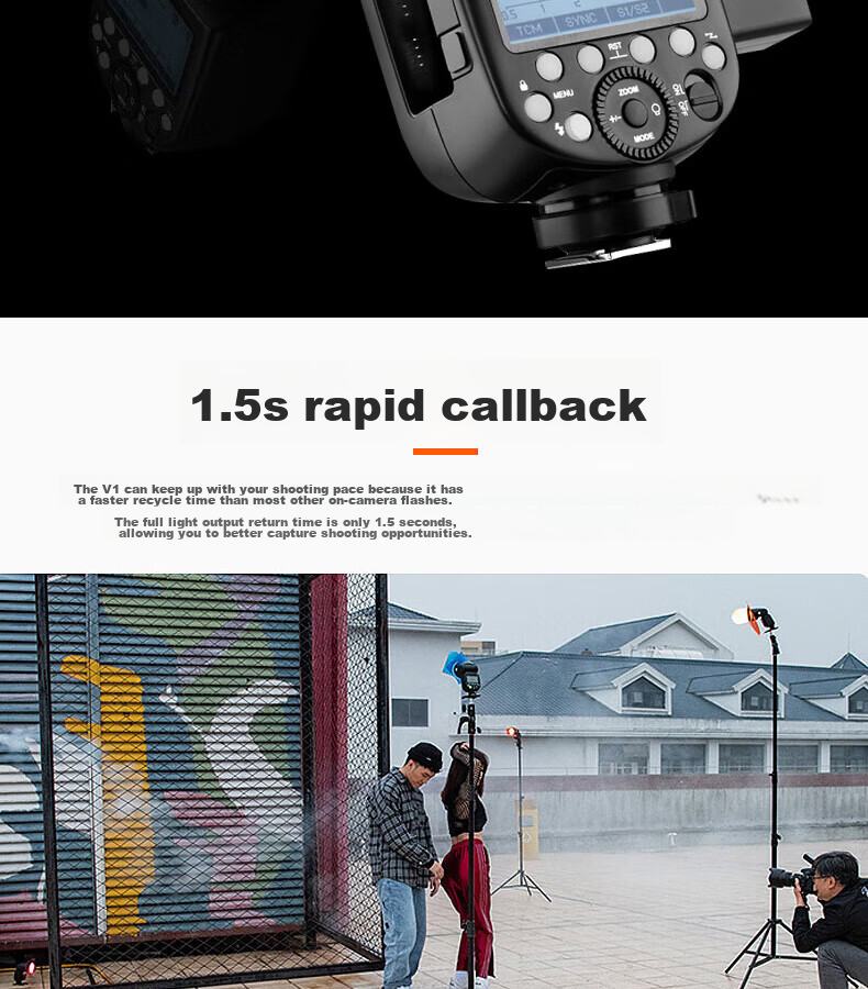 Godox V1 Flash, DSLR Camera External Hot Shoe Light, Lithium Battery, High-Speed TTL Photography Hot Shoe Light, Portable Pocket Light (Sony Version) 6