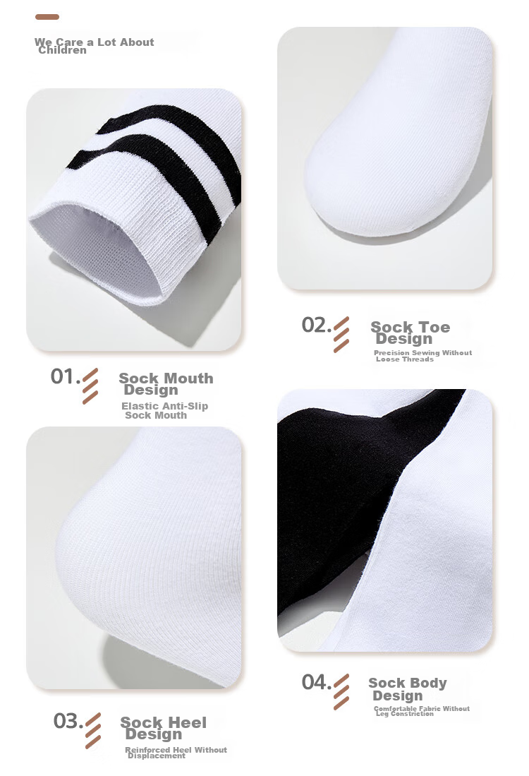 LangSha Children's Socks, Girls' Summer Thin Breathable Over-Knee Socks, Student Sports Soccer Long Socks, 3 Pairs Per Pack 12