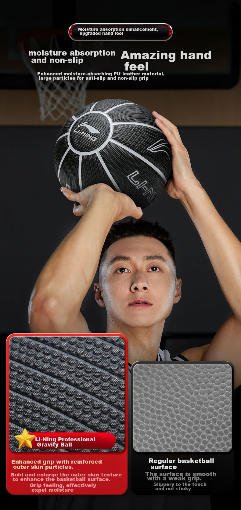 Li-Ning 957 Basketball, Outdoor Dust-Proof, Wear-Resistant, Non-Slip, Cement Court, Size 7, for Adults And Students, 20K Competition Special Gift, Blue Ball 10