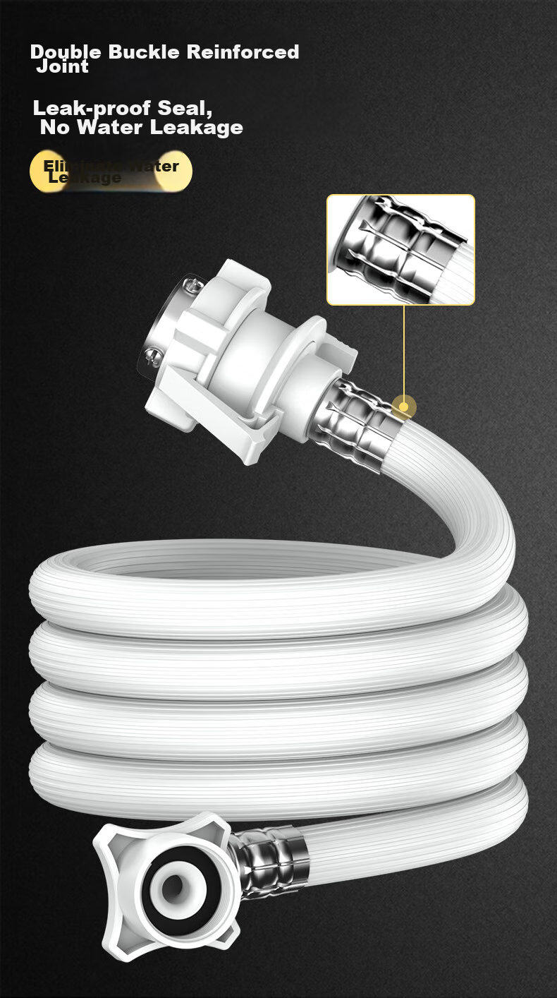 Jiangwutong Washing Machine Inlet Hose 3 Meters, Extended Extension Pipe, Connecting Pipe for Fully Automatic Drum And Impeller Washers, Suitable for Haier, Compatible with Clip-On Faucet Accessories 4