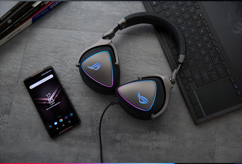 ROG Spherical Gaming Headset Over-Ear Headphones with 7.1 Surround Sound, Wired No-Lag USB/Type-C Switch Headphones, AI Noise-Cancelling Microphone, Compatible with Tri-Band Actio 27