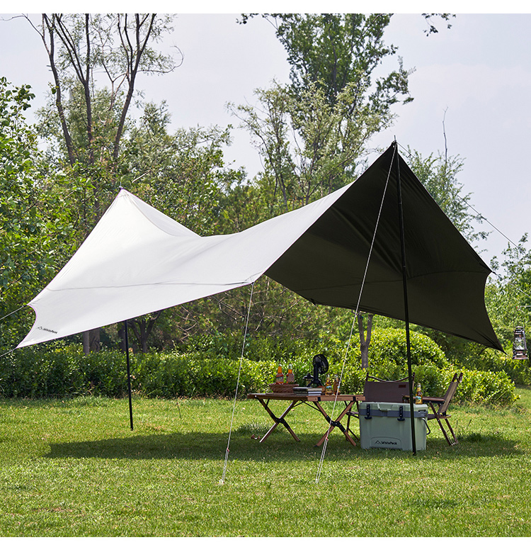 WhitePeak Tarpaulin Sunshade Tent, Black Rubber Silver-Coated Camping Butterfly-Shaped Sun Protection, Outdoor Leisure Rainproof Shelter, Area Approximately 25 Square Meters 16