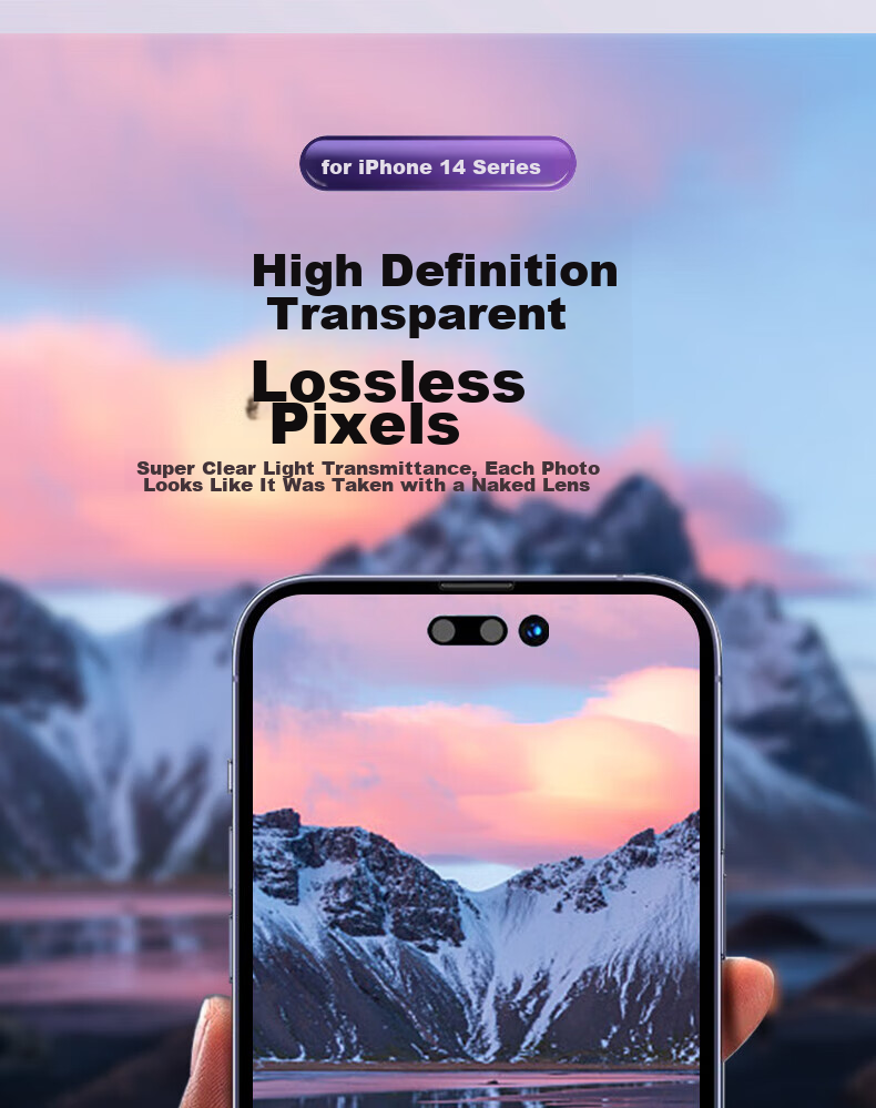 ESCASE IPhone 14 Pro Max Camera Lens Protector, IPhone 14 Pro Tempered Glass Film, Metal Rear Camera Anti-Drop Film, Detachable Single Ring, High-Definition Sapphire Wear-Resistant Eagle Eye Silver Color 10