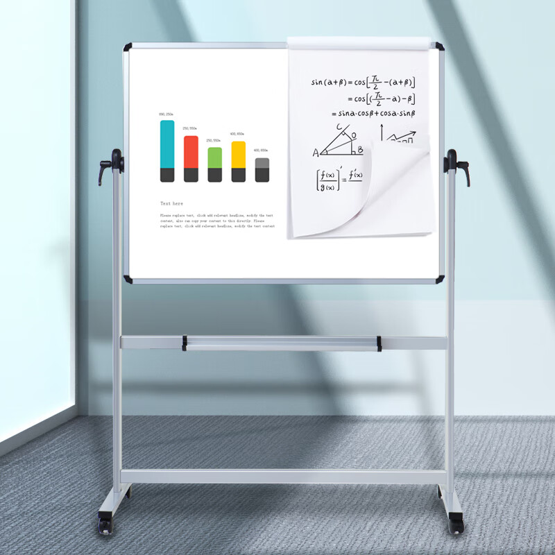 AUCS Mobile Whiteboard Stand, 120*90cm, Double-Sided Movable Large Erasable Blackboard, for Home Office Teaching, WB01311102