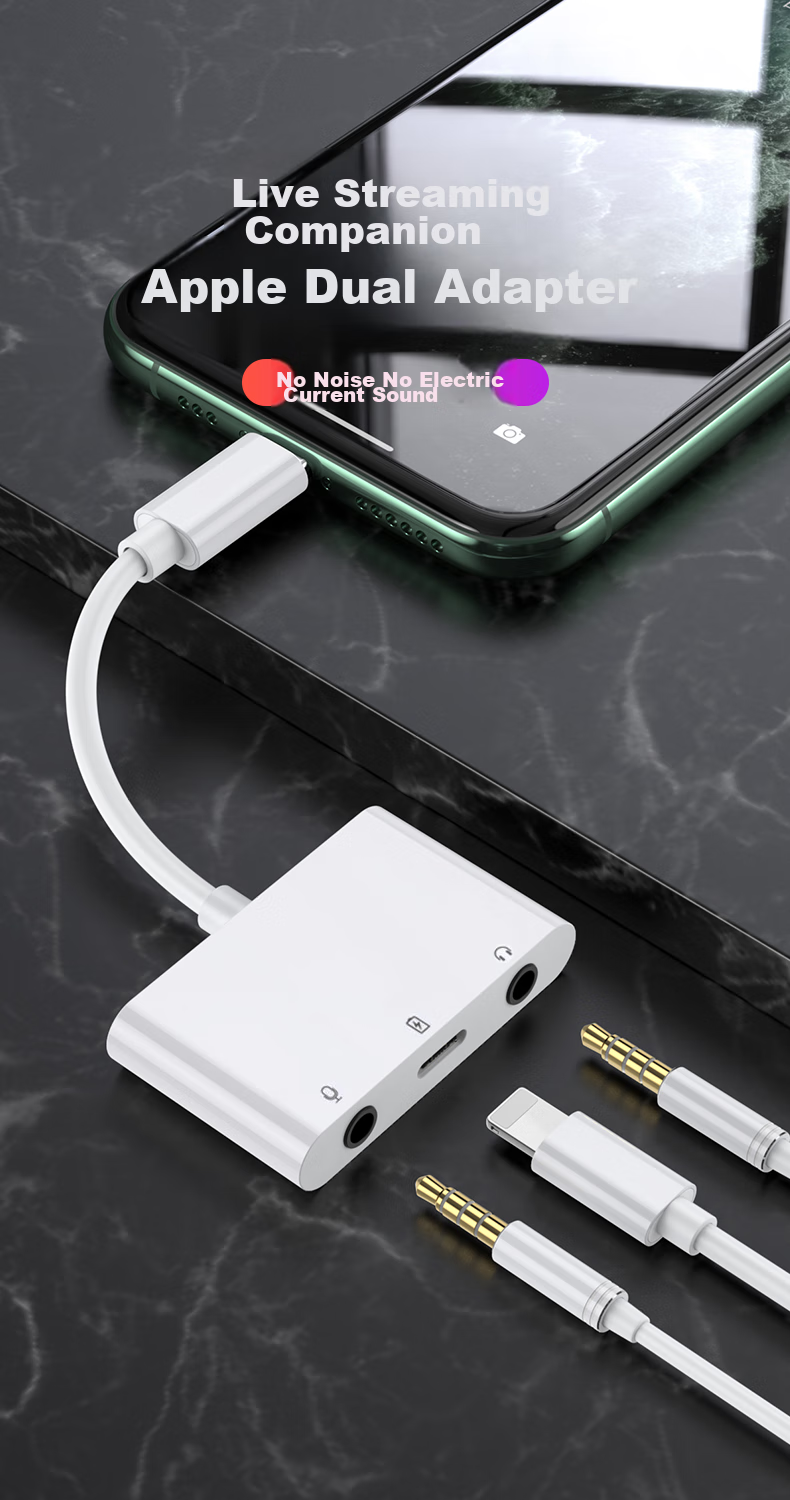 JOWOYE Huawei Adapter, Mobile Phone Sound Card Live Streaming Converter, IPhone 15/iPad Samsung Fast Charging Headphone, Music Conversion Cable, Audio Microphone for PUBG Voice Chat, 3.5mm Accompaniment 1