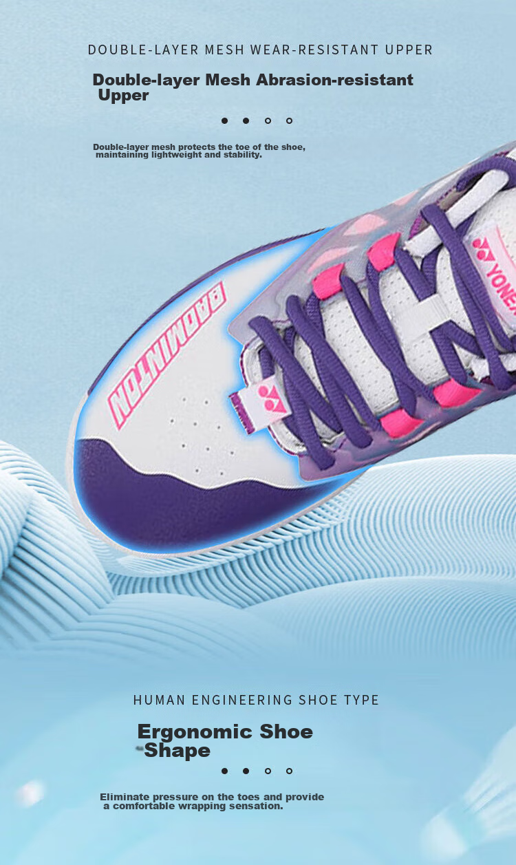 YONEX Badminton Shoes, Women's Professional Model SHB620G, Durable Shock Absorption, White-Pink, Size 36 3