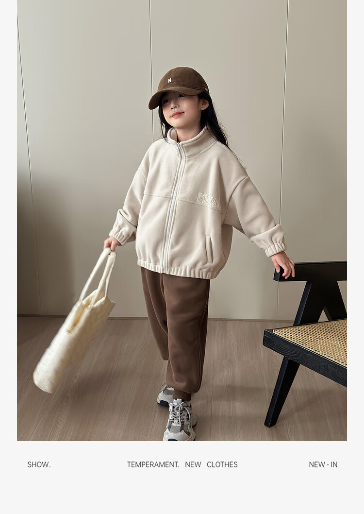 LUSON Chen Da Zhu Girls' Jacket, Autumn And Winter New Style, Double-Sided Fleece, Children's Sports Outerwear, New Year's Outfit 15