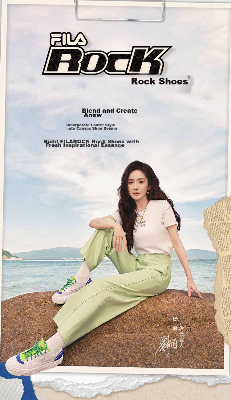FILA Official [Yang Mi Same Style] Women's ROCK Modern Canvas Shoes, Fashionable Casual Sneakers 2
