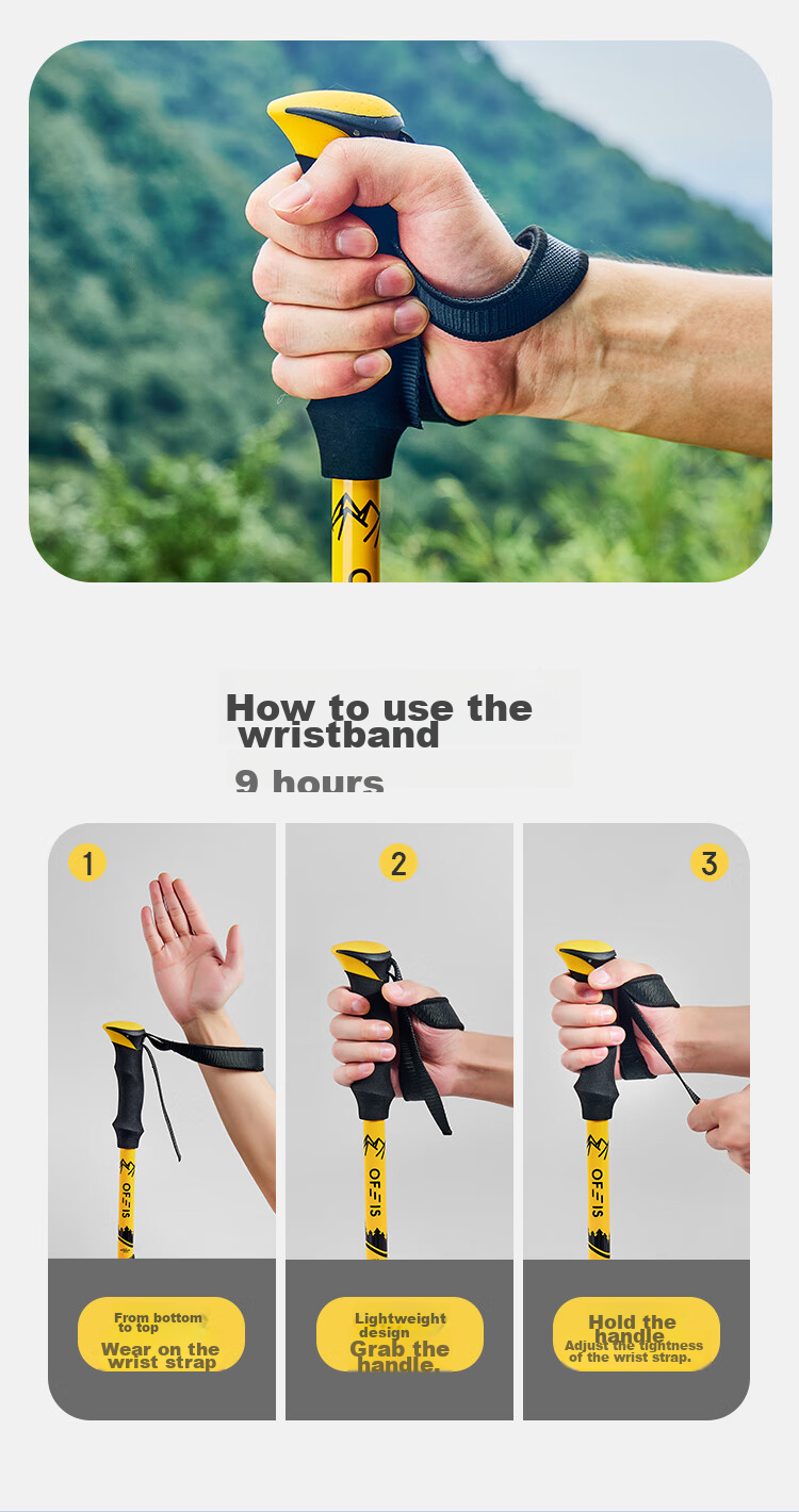 OFEIS Carbon Trekking Pole, Carbon Fiber Folding Outdoor Cane, Hiking Stick, Complete Mountaineering Equipment Set, Hiking Pole 7