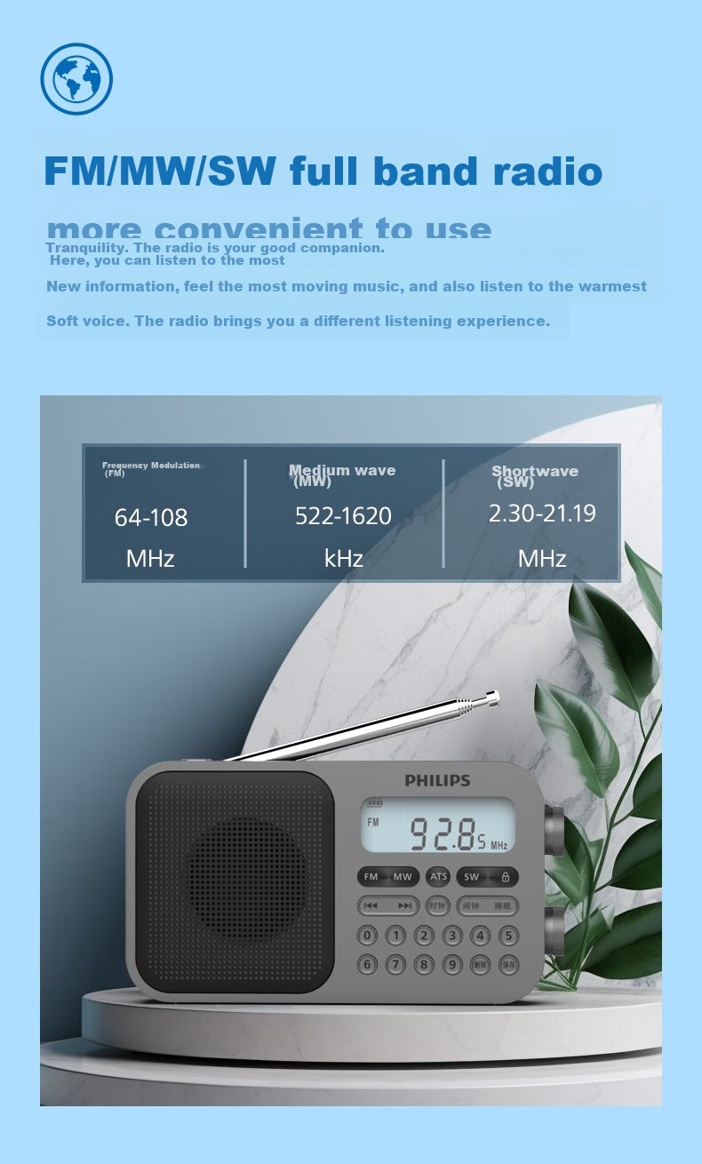 PHILIPS TAR6108 All-Band Radio Shortwave Radio Portable Semiconductor Speaker for English Listening Test, College Entrance Exam, CET-4, CET-6, And Elderly Use 3
