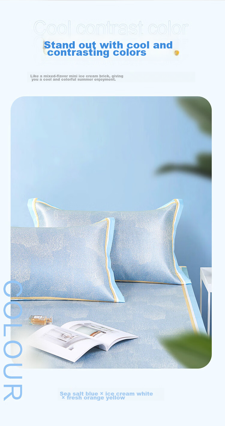 FUANNA Floral Leaf Pattern Cooling Mat, Cool Ice Silk Mat, Single Size, Two-Piece Set, Gray, 1.2*2 Meters [Washable] 8