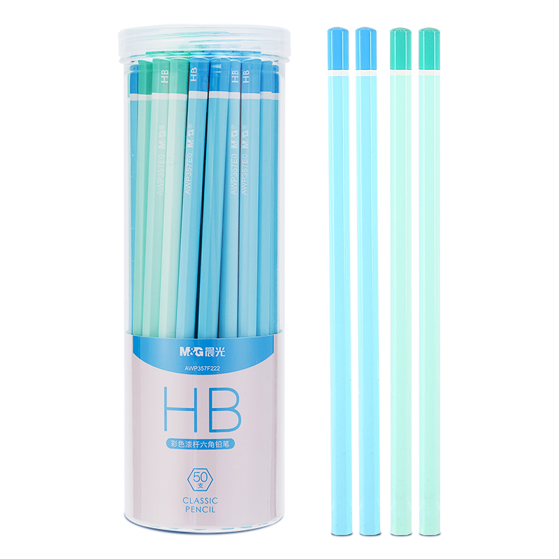 M&G Stationery HB Pencils with Colorful Handles, 50 Pieces, Hexagonal Wooden Pencils for Primary School Students, Card Coloring Pencils, Exam-Specific Writing Pencils for Summer Vacation Handwriting Practice, Blue And Green AWP357F2B