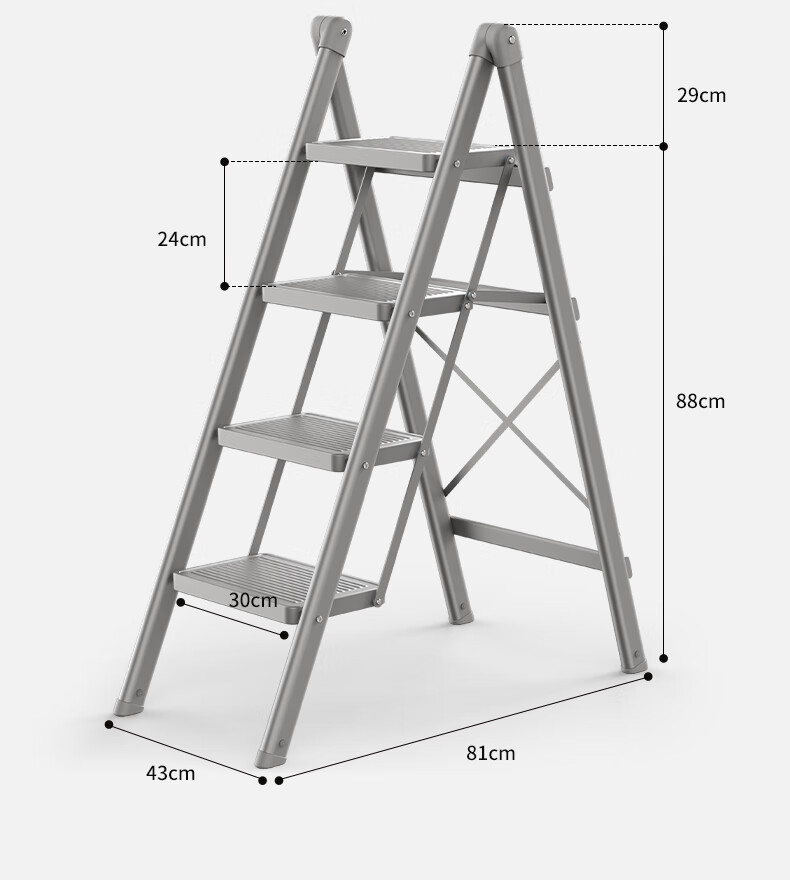 Kentai Folding Ladder, Household A-Frame Ladder, Indoor Multi-Functional Thickened Four-Step Engineering Flower Stand Ladder F1W-HUI4 21