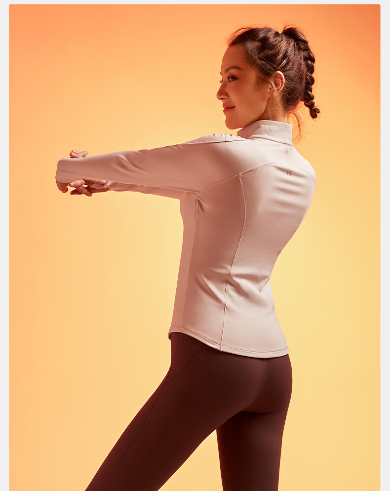 VFU Meowmei Rong Sports Top for Women, Half-Zip Fitness Wear, Autumn And Winter Fleece-Lined Yoga Outfit, Light Cyan Blue, XL 18