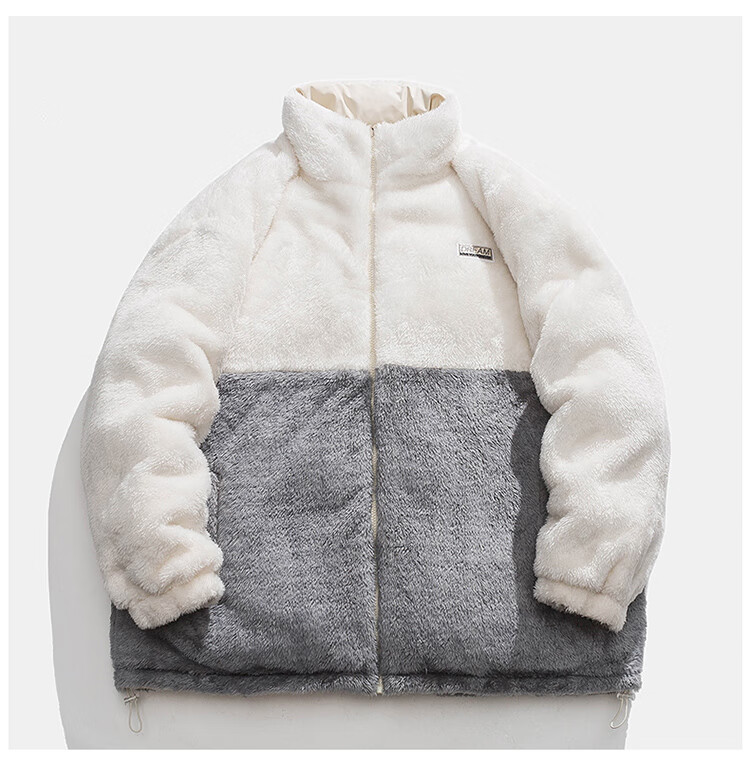 Miiow Men's Autumn Winter Lamb Wool Reversible Padded Jacket Trendy Brand Warm Cotton Coat Khaki S 9