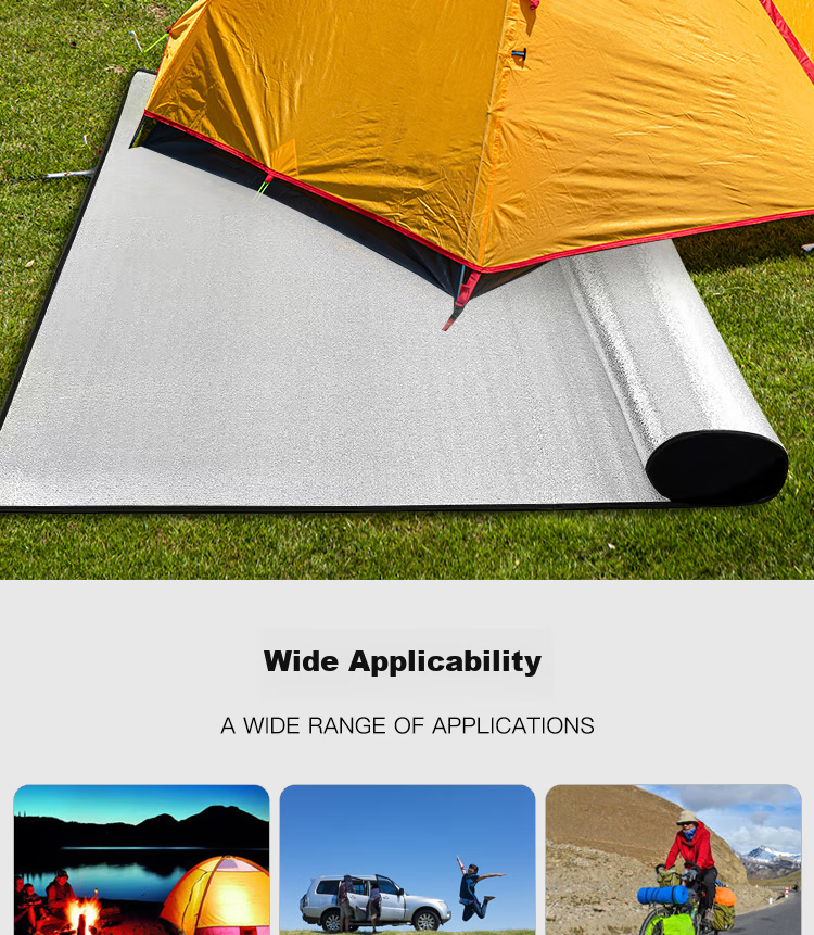 JAJALIN Moisture-Proof Mat, Waterproof Tent Pad, Outdoor Thickened Picnic Mat, Double-Sided Aluminum Film Crawling Mat, 150CM X 200CM 2