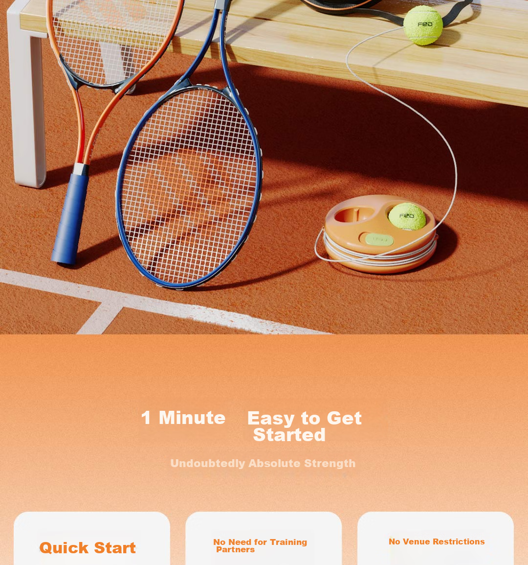 FEIERDUN FED Tennis Racket, Tennis Training Device, Stringed Rebound Ball, Single Player for Beginners, College Students, Children, Professional Single Player 2