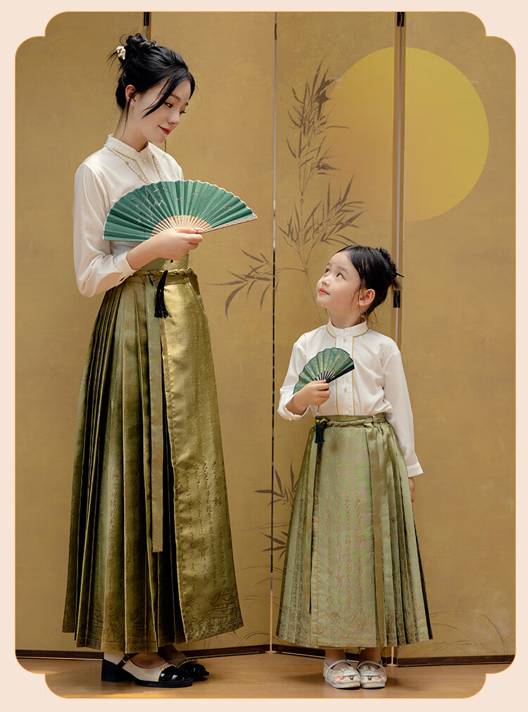 Menghu Will Drink Wine, Boys And Girls Know The Design of Horse-Face Skirt Spring And Autumn Style Children's Chinese-Style Black Horse-Face Skirt 130 14