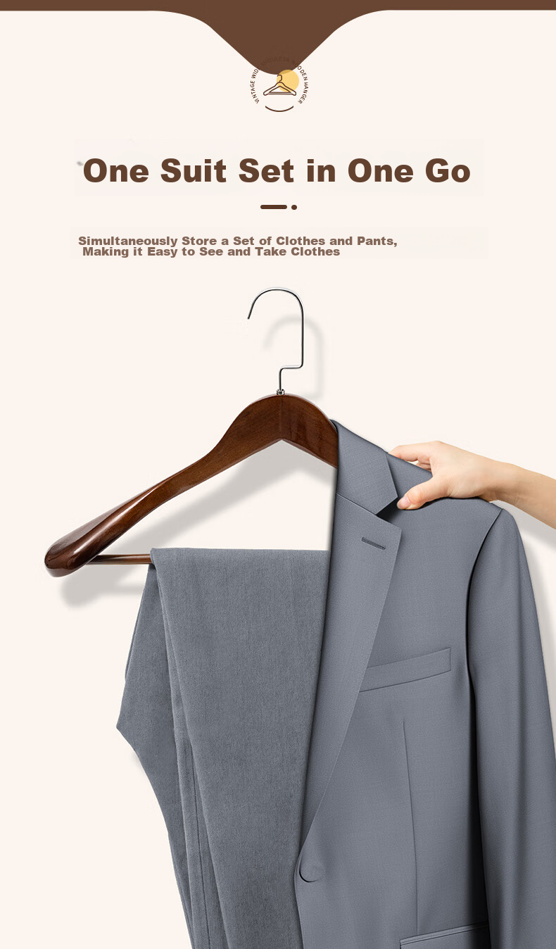 JEKO&JEKO Natural Camphor Wood Coat Hangers with Wide Shoulders, Non-Slip Wooden Clothes Hangers, Seamless Drying Rack, Natural Wood Color, 10 Pieces 6