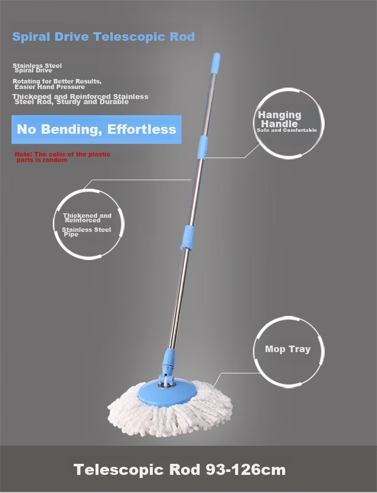 Yagao Rotating Mop Accessories: 2 Mop Heads + Thickened Mop Handle + Round Absorbent Mop Pad, Floor Cleaning Tool 3
