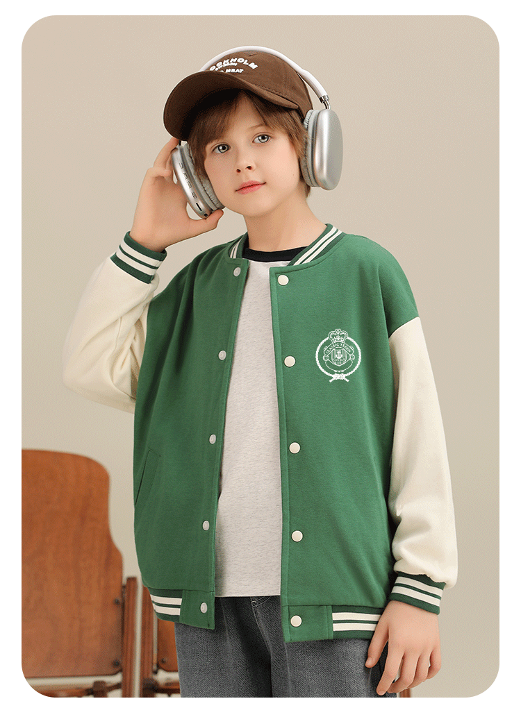 Classic Teddy Children's Jacket, Boys And Girls Baseball Coat, Outerwear for Older Kids, Autumn Outfit, Pink, Size 110 16