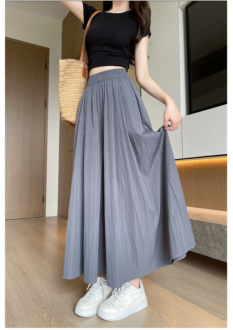 LangSha High-Waisted Yamamoto Skirt Pants for Women, Summer Lightweight Flowy Slimming A-Line Skirt Shorts, Loose Wide-Leg Pants for Petite Figures 28