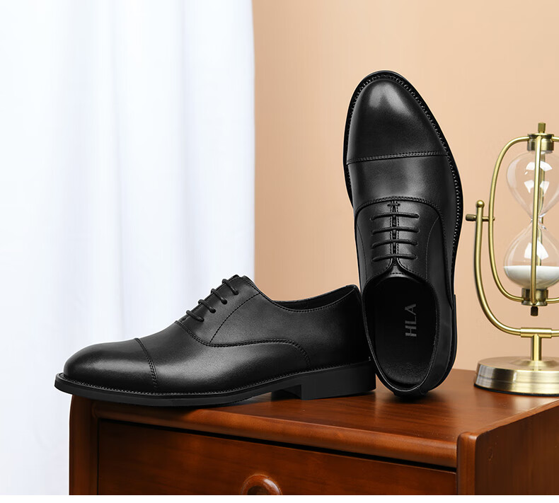 HLA Men's Business Formal Casual Comfortable Lightweight Lace-up Oxford Shoes HAAPXM2EAV106 Black Size 38 12