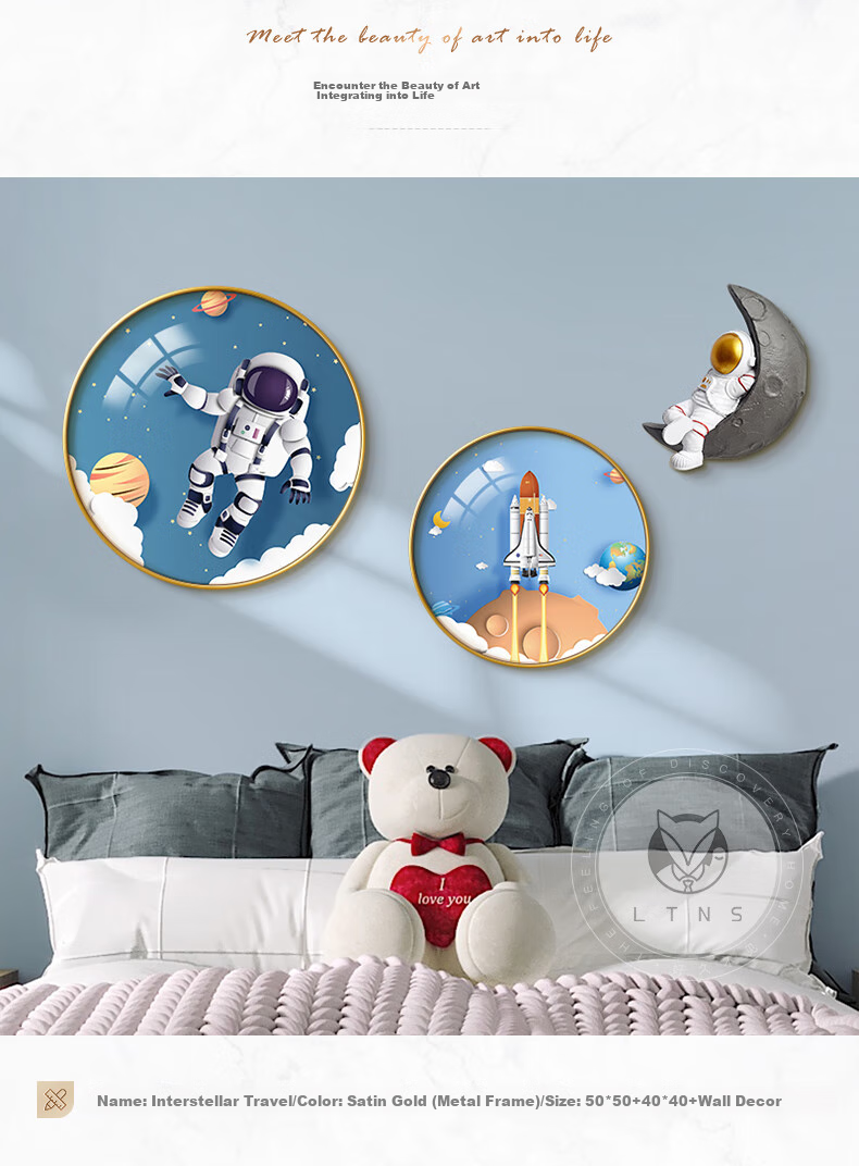 Haojiubujian Cartoon Dog Decorative Painting, Small Bedroom Wall Art for Children's Room, Cute And Cozy Bedroom Wall Painting 7