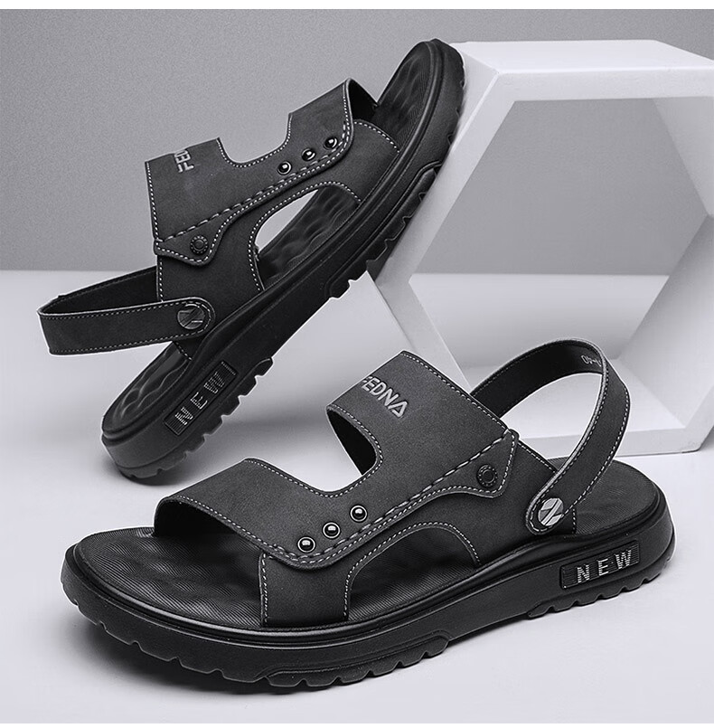 CARTELO Men's Sandals, Summer Breathable Outdoor Beach Shoes, Men's Hole Shoes, Soft-Soled Slippers for Men, 1228 Black, Size 42 17