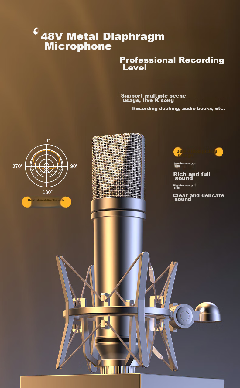 Haomuren Sound Card Kit, Live Streaming Equipment Set, Mobile Phone Karaoke Special, for TikTok Live Streamers, Professional Singing Device, Recording Microphone, Fill Light, External Sound Card for Computer, Microphone 10