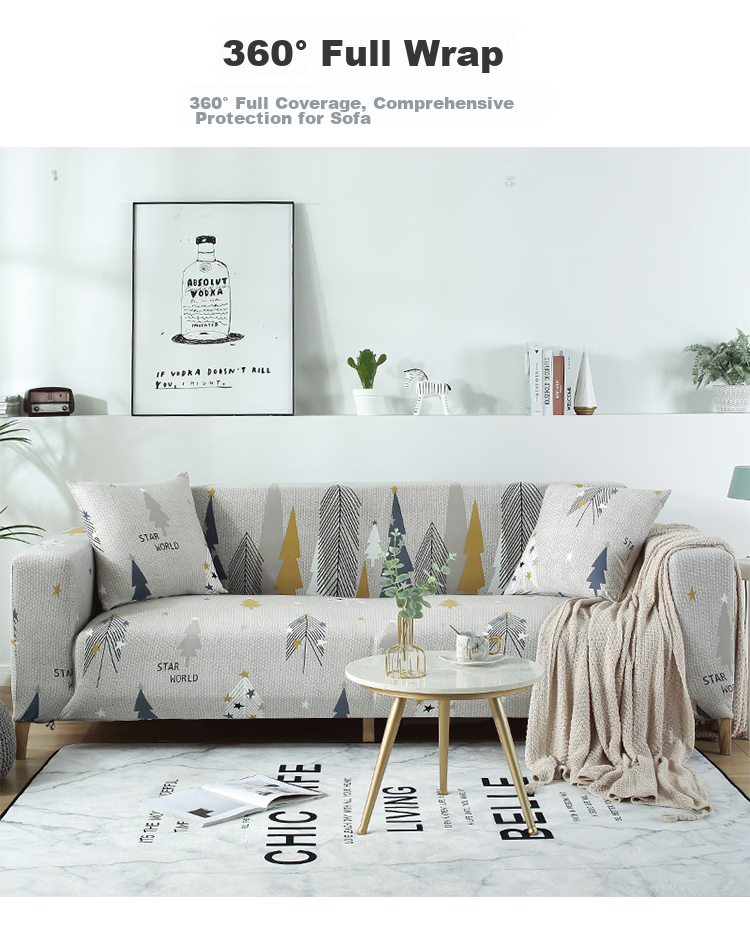 Quatrefoil Sofa Cover Elastic Full Coverage Sofa Slipcover Throw, Deep Space Gray, Suitable for Three-Seater 190-230cm 8