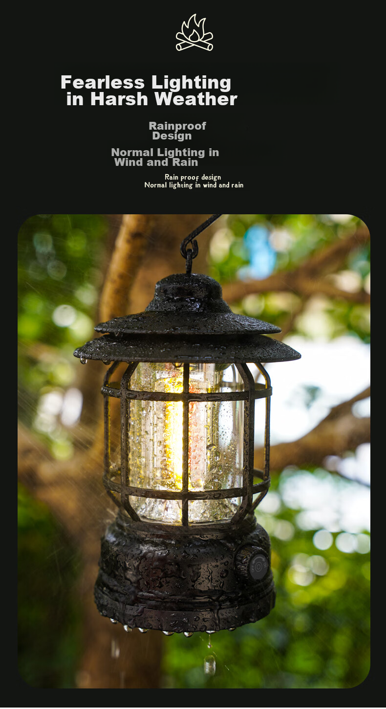 SHENYU Camping Light, Outdoor Rechargeable Lantern, Tent Light, Hanging Lamp, Horse Lantern, Power Outage Home Lighting, Long-Lasting Battery Life 10