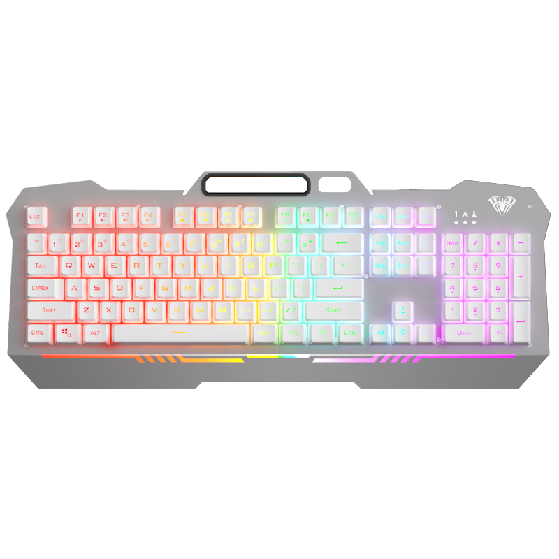 AULA F3010 Mechanical Feel Keyboard Gaming Keyboard Wired Keyboard 104 Keys Backlit Gaming Desktop Laptop Internet Cafe Peripheral PUBG Mixed Lighting Silver White