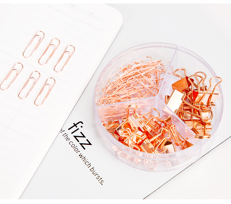 Fizz Metal Clip Set Combination (16 Pieces of 15mm Long Tail Clips + 8 Pieces of 19mm Binder Clips + 50 Pieces of 28mm Paper Clips) / Desktop Office Supplies FZ216006 8