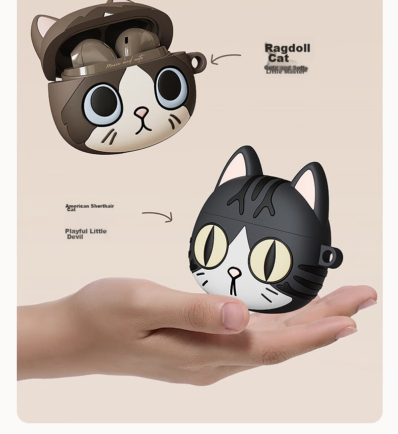 Manbuzhehuazai Zero Miao Series Limited Edition Gift Box, True Wireless Bluetooth Earphones, Semi In-Ear Headphones, Boodle Cat 7