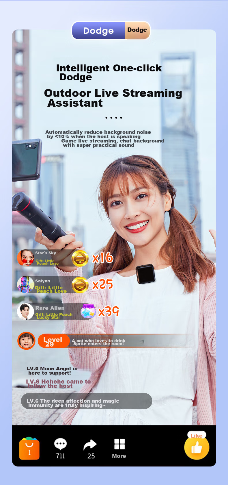 Haomuren Wireless Microphone Clip-On Mic, Dual-Channel Audio Recorder, TikTok Live Streaming Sound Card, Live Recording Equipment, Singing Noise Reduction Video Interview Microphone for Mobile Phone Camera And Computer 15
