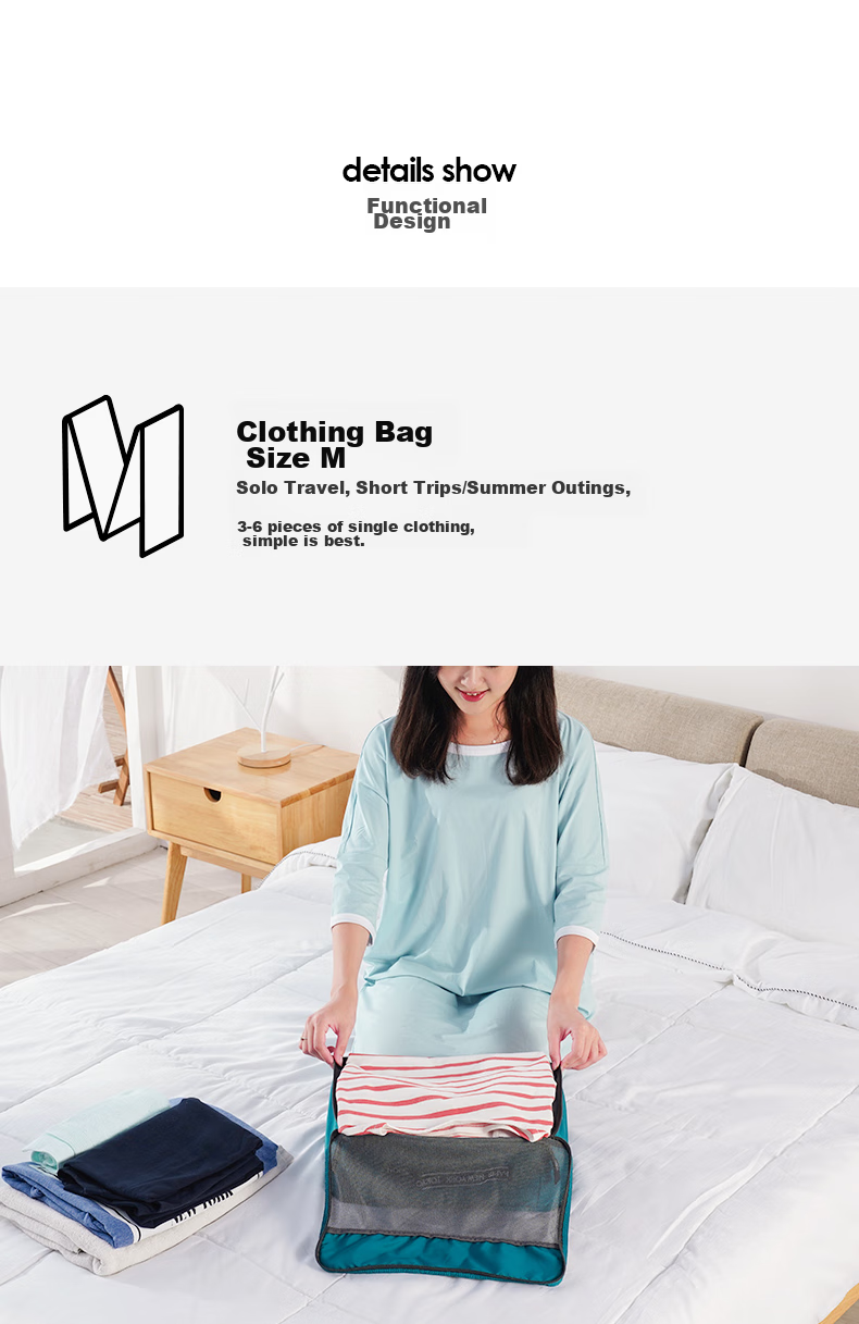 M Square Travel Storage Bag, Clothes Organizer, Portable Luggage Bag for Trips, Lake Blue, M*2 3