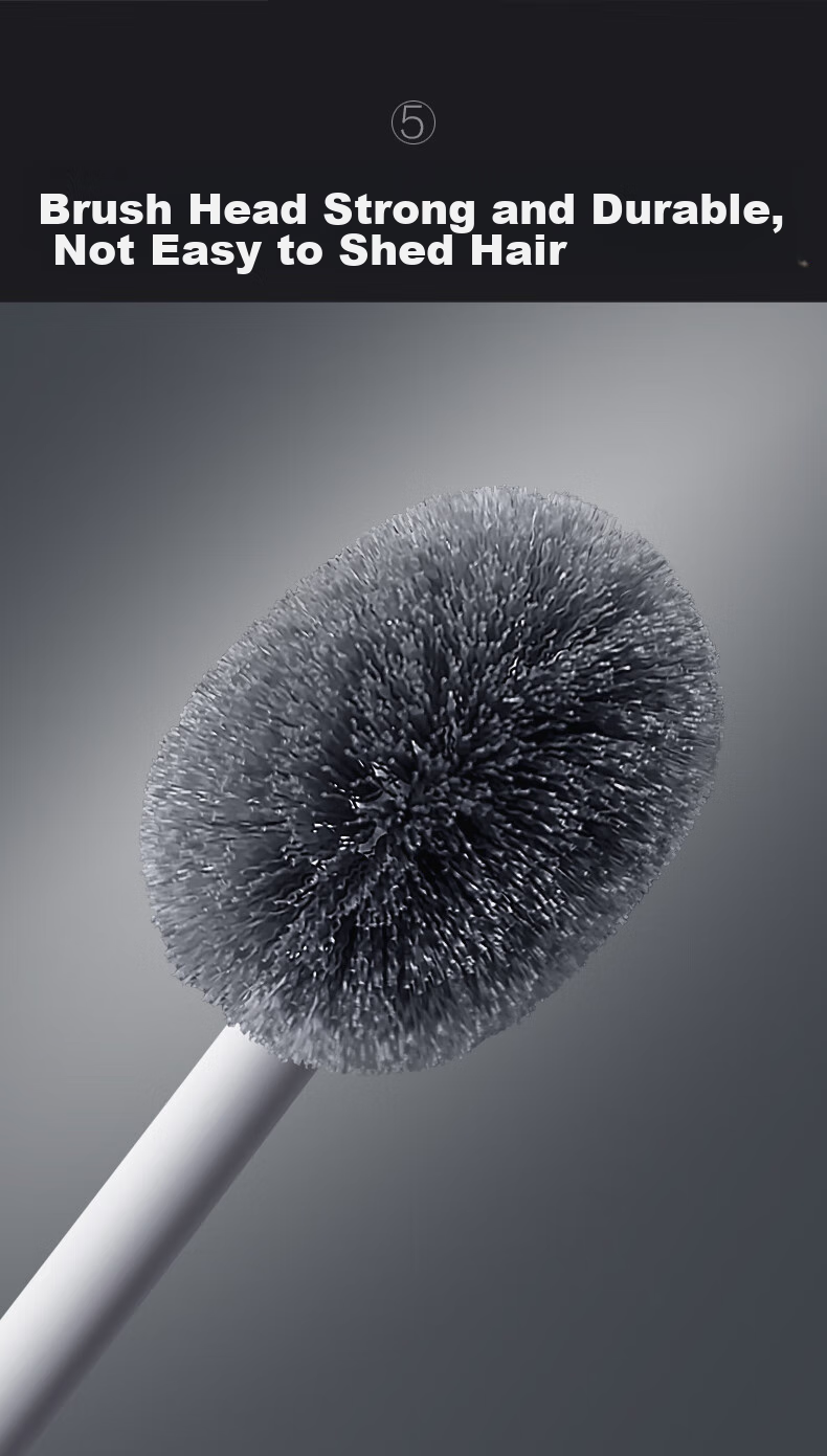 David Long-Handle Soft Rubber Toilet Brush with Storage Base and 1 Pack Cleaning Wipes H8+ Household Toilet Cleaner Brush with Towel Clip 6