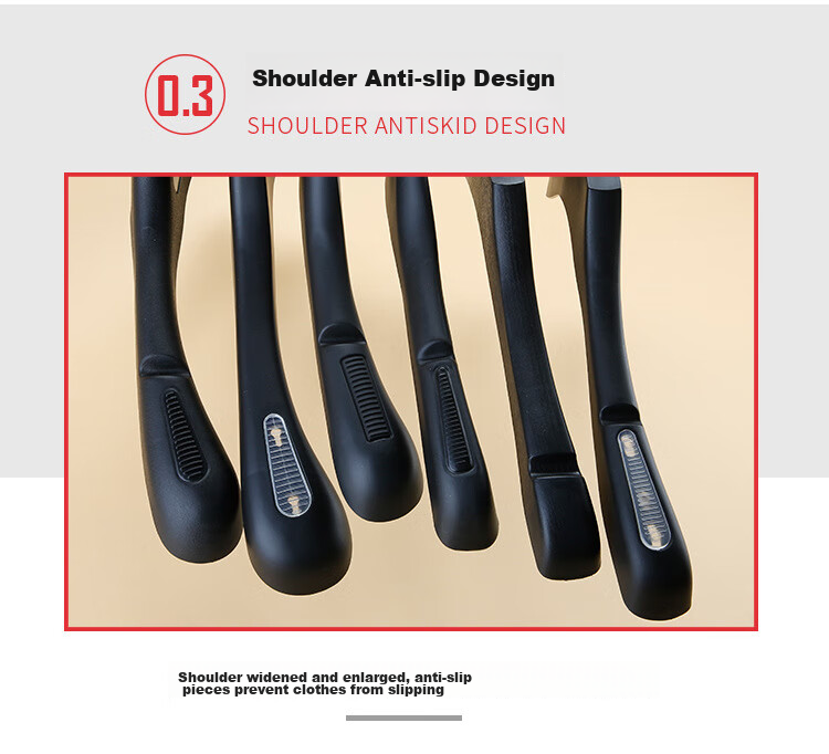 MENGTING Hangers, Seamless Clothes Hangers, Plastic Wide Shoulder, Thickened Non-Slip, No Bulging, Coat Hangers, Black, 10 Pieces 5