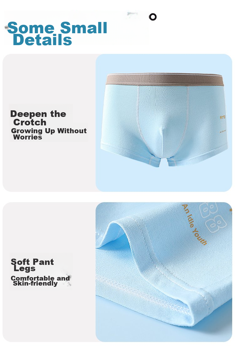 Bingxuemumian Teenage Boys' Underwear, Puberty Boxer Briefs, Cotton Antibacterial Shorts for 12-16 Year Olds, High School Students' Boxers 7