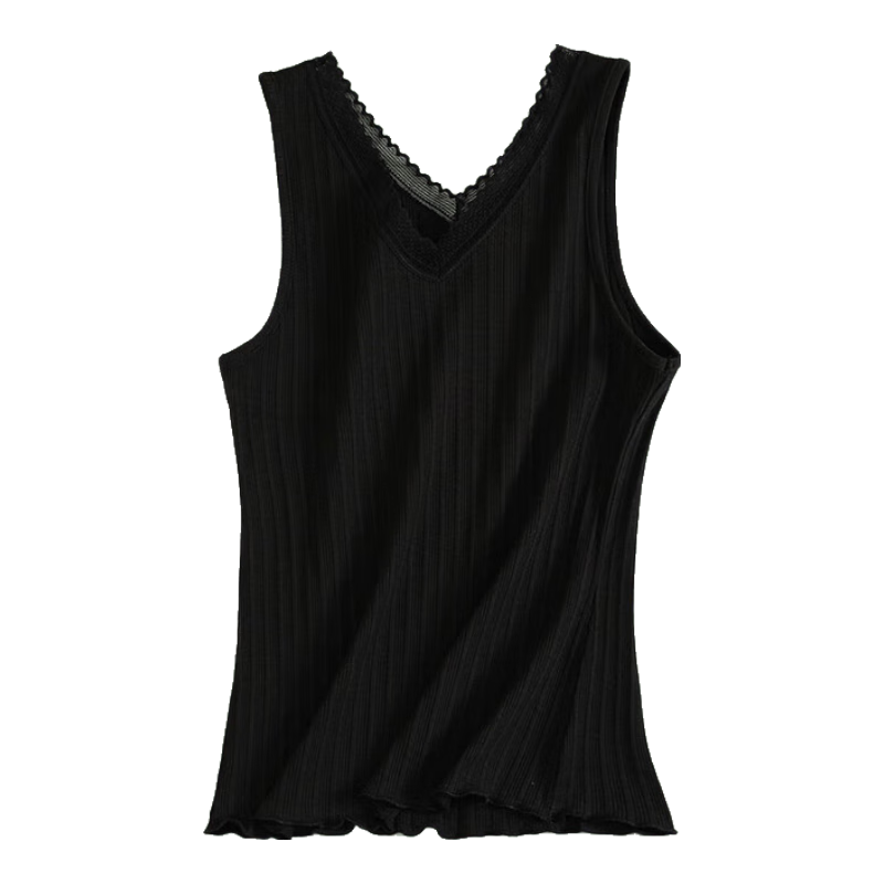 Hodo Lace Camisole for Women, V-Neck Slimming Breathable Sexy Versatile Wearable Elegant Black 160/85