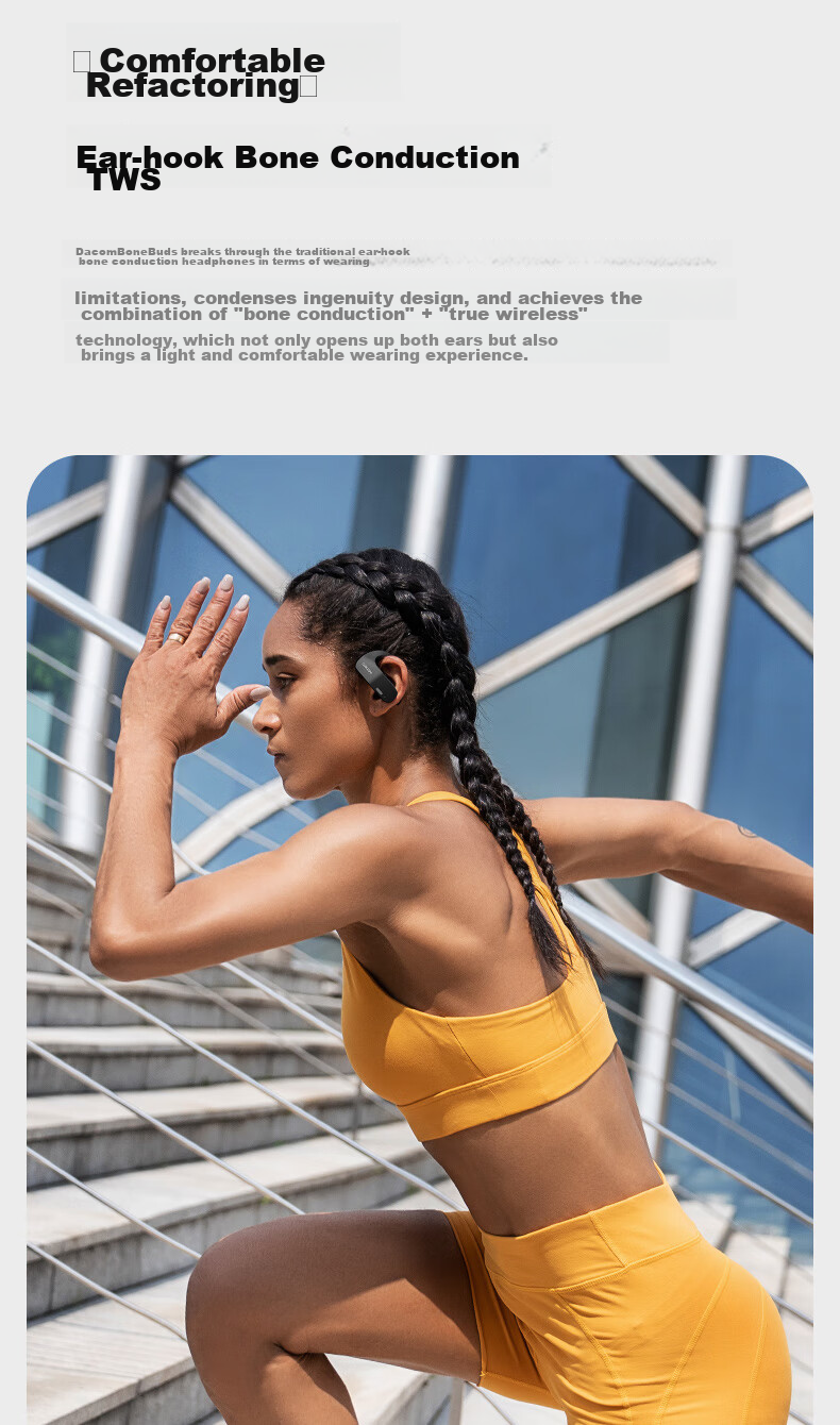 Dacom OpenBuds [Apple MFI Certified] Open-Style Bluetooth Earphones for Sports And Running, Non-In Wireless Ear-Hook Air-Bone Conduction Concept, Compatible with Huawei And Xiaomi 3
