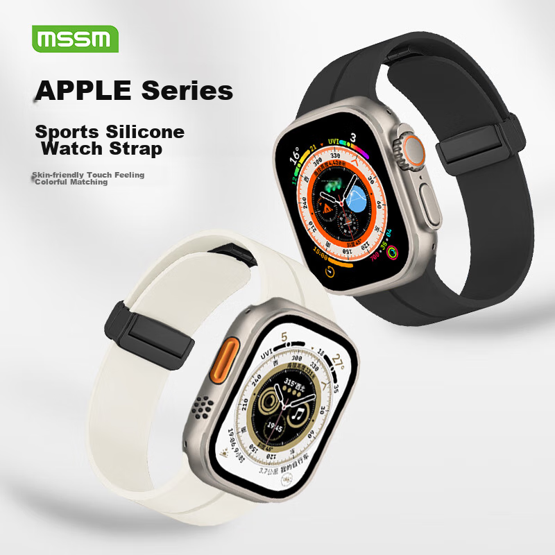 Ремешок MSSM для Apple Watch, силиконовый, с магнитной застежкой, для IWatch S11/Ultra3/S10/9/SE3, винно-красный, размеры 44/45/46/49мм