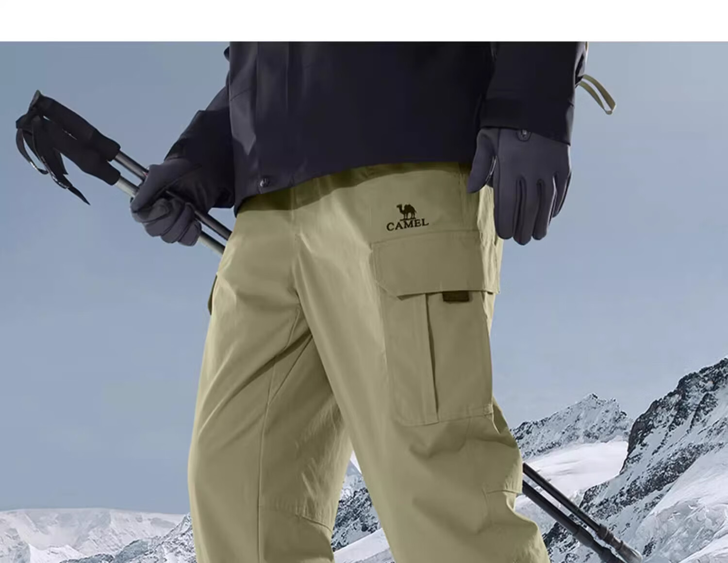 CAMEL Men's Casual Pants, Fleece-Lined Straight-Leg Cargo Pants, Fashionable Versatile Functional Trousers A13CAEO118 13