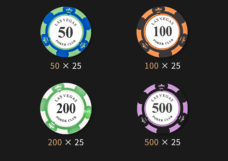 Huasheng Texas Hold'em Poker Chips, 200 Pieces, Clay Poker Chips, Mahjong Tiles, Coin Tokens, Point Coins, Reward Coins, Aluminum Box Set H-031 16
