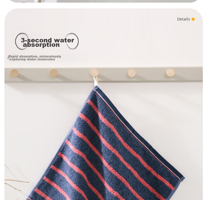KING SHORE Small Cotton Towel, Pure Cotton Large Handkerchief for Face Washing And Hand Drying, Adult Class A All-Cotton Sports Striped Face Towel, Pack of 2 9